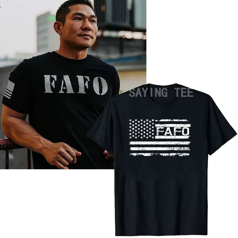 FAFO USA Flag T-Shirt Men'S Fashion Husband Daddy Novelty Gift Funny around and Find Out FAFO  Tops Streetwear Clothes