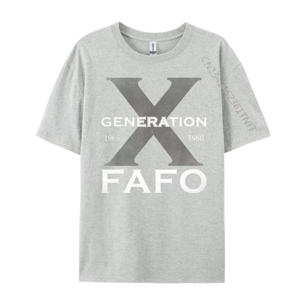 Generation X Funny FAFO 60S 70S Gen Xers Sarcastic Gen X Blue and White Graphic T Shirts High Quality Men'S T-Shirt