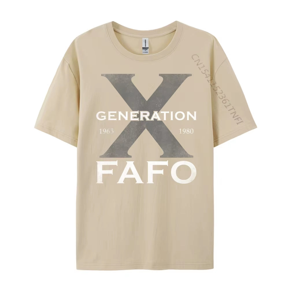 Generation X Funny FAFO 60S 70S Gen Xers Sarcastic Gen X Blue and White Graphic T Shirts High Quality Men'S T-Shirt