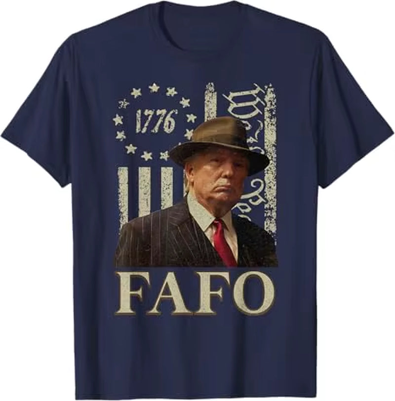 Trump Fafo T-Shirt , Men'S Fashion Funny 1776 American Flag Graphic Outfit Short Sleeve Blouses Novelty Gift 4Th of July Clothes