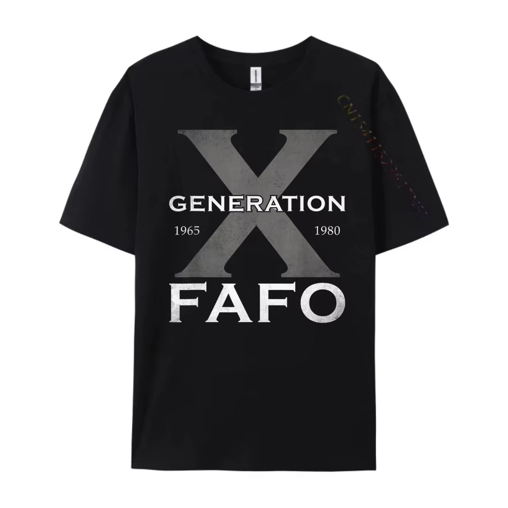 Generation X Funny FAFO 60S 70S Gen Xers Sarcastic Gen X Blue and White Graphic T Shirts High Quality Men'S T-Shirt