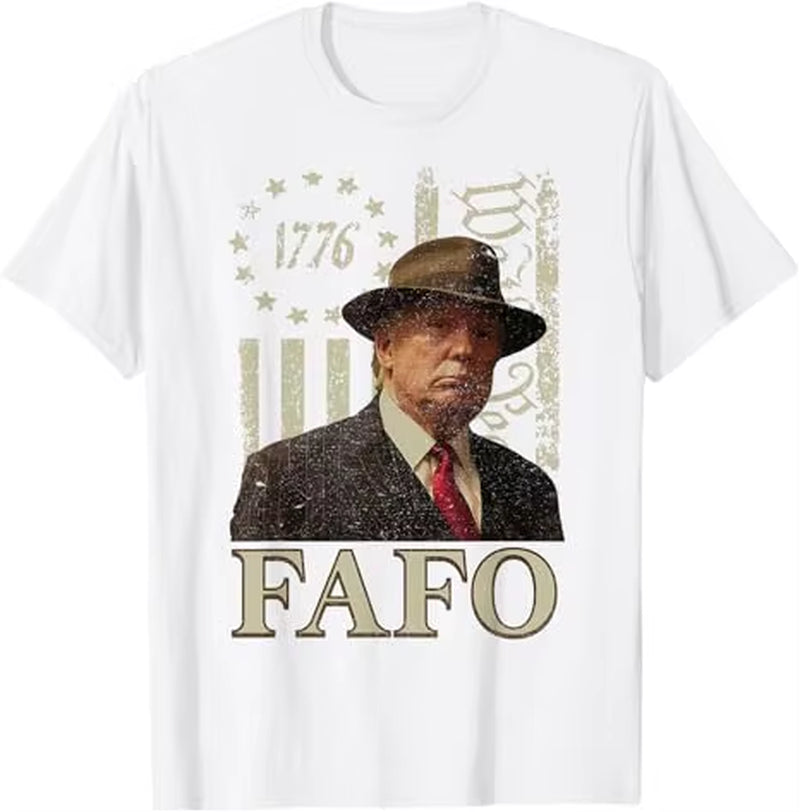 Trump Fafo T-Shirt , Men'S Fashion Funny 1776 American Flag Graphic Outfit Short Sleeve Blouses Novelty Gift 4Th of July Clothes