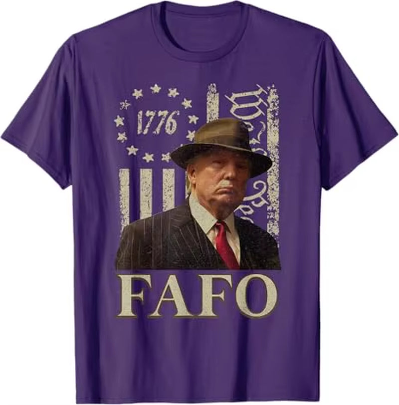 Trump Fafo T-Shirt , Men'S Fashion Funny 1776 American Flag Graphic Outfit Short Sleeve Blouses Novelty Gift 4Th of July Clothes