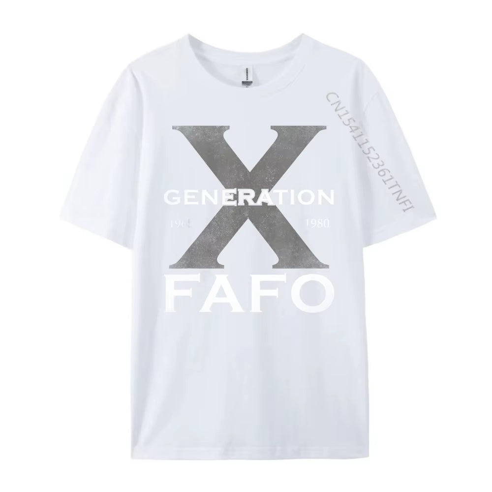 Generation X Funny FAFO 60S 70S Gen Xers Sarcastic Gen X Blue and White Graphic T Shirts High Quality Men'S T-Shirt