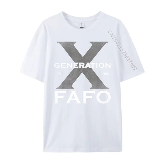 Generation X Funny FAFO 60S 70S Gen Xers Sarcastic Gen X Blue and White Graphic T Shirts High Quality Men'S T-Shirt