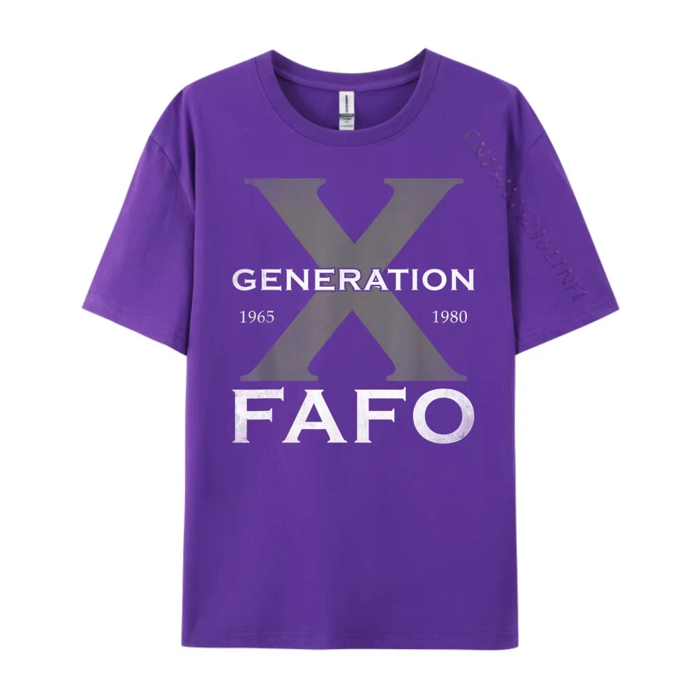 Generation X Funny FAFO 60S 70S Gen Xers Sarcastic Gen X Blue and White Graphic T Shirts High Quality Men'S T-Shirt