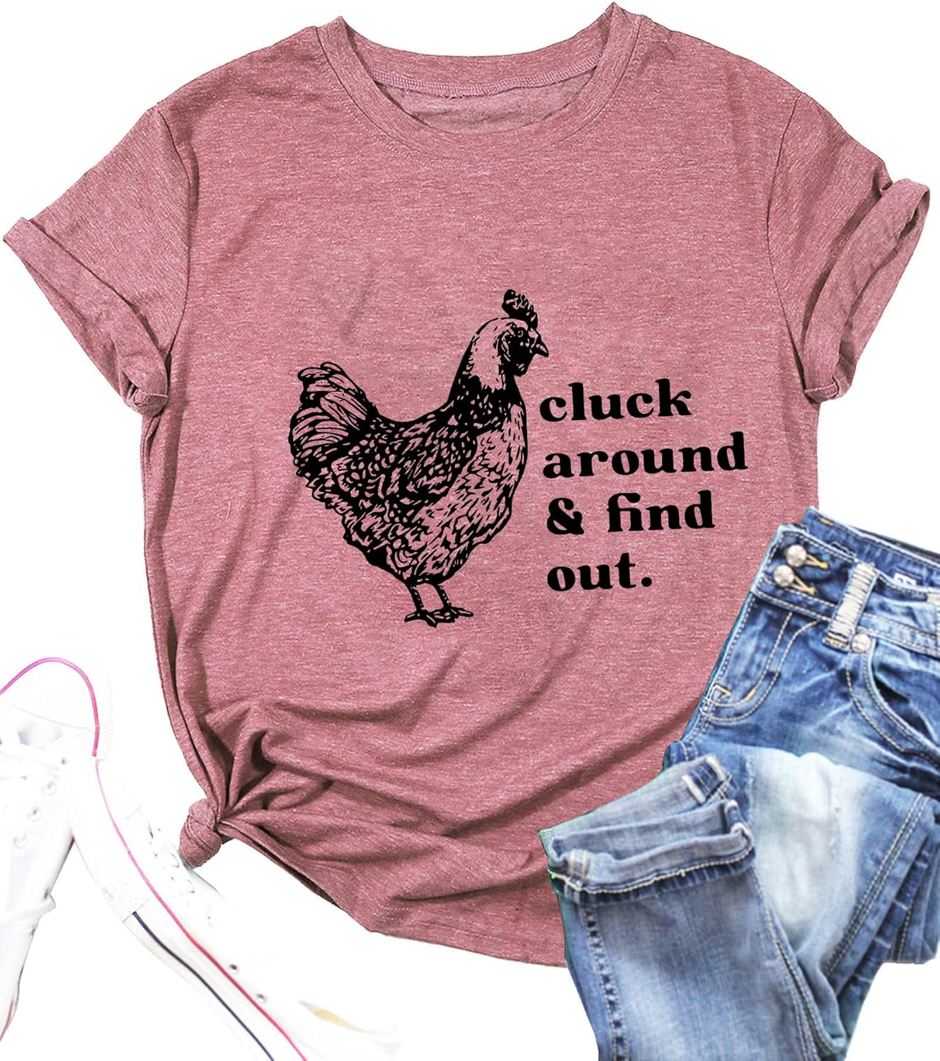 Chicken T-Shirt for Women Funny Chicken Pattern Country Shirt Chicken Lover Farmer Work Casual Farm Top