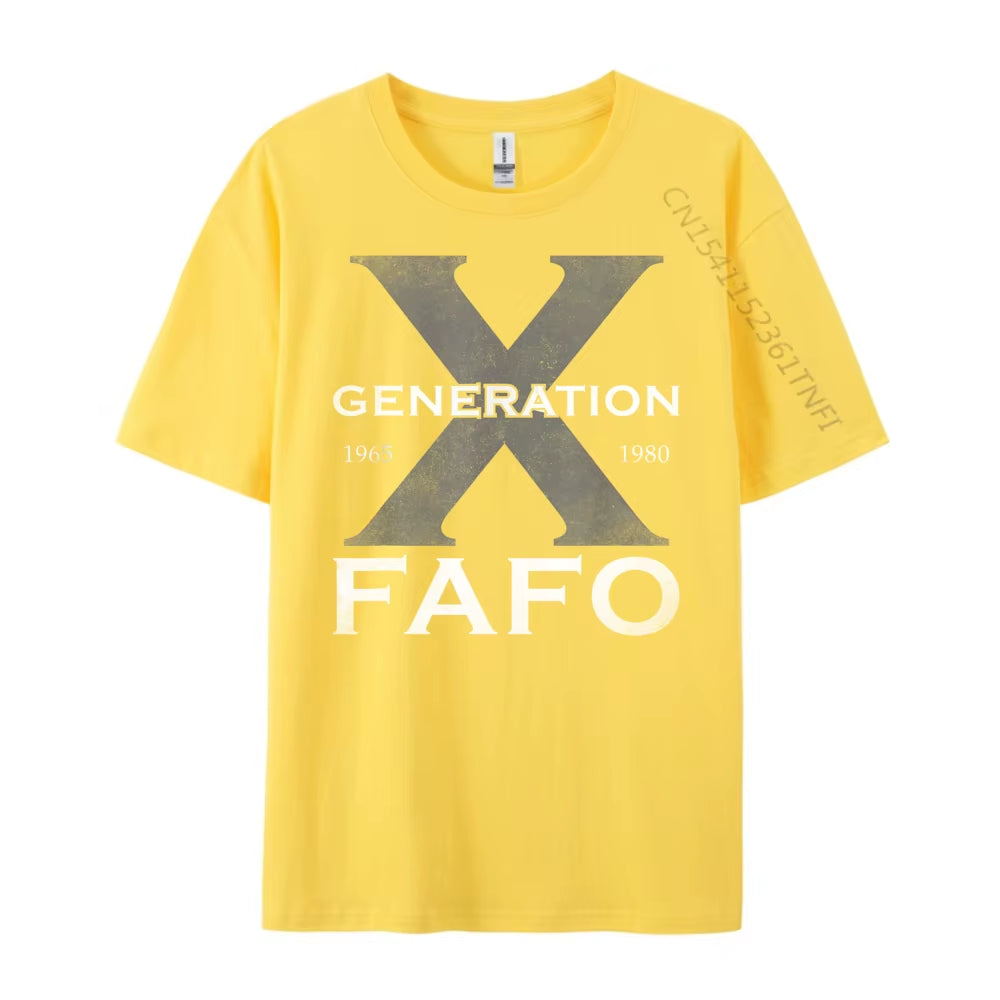 Generation X Funny FAFO 60S 70S Gen Xers Sarcastic Gen X Blue and White Graphic T Shirts High Quality Men'S T-Shirt