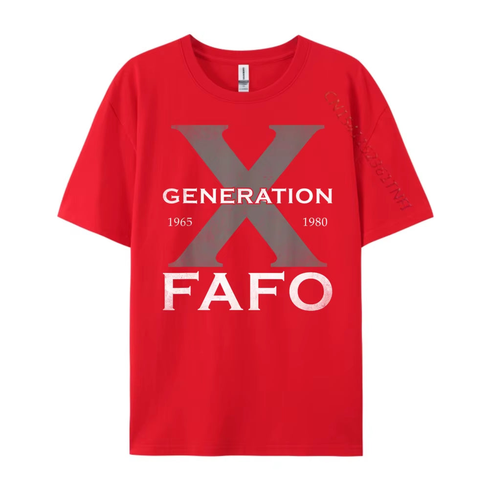 Generation X Funny FAFO 60S 70S Gen Xers Sarcastic Gen X Blue and White Graphic T Shirts High Quality Men'S T-Shirt