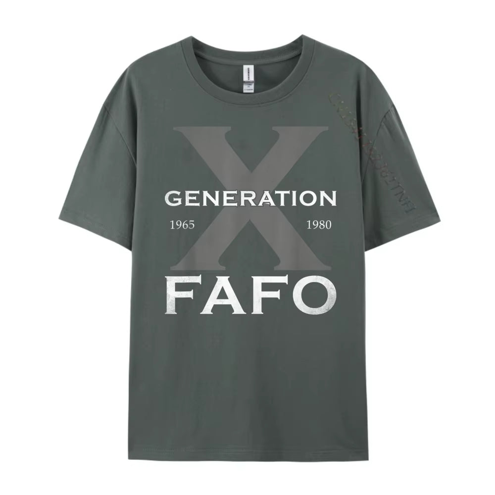 Generation X Funny FAFO 60S 70S Gen Xers Sarcastic Gen X Blue and White Graphic T Shirts High Quality Men'S T-Shirt