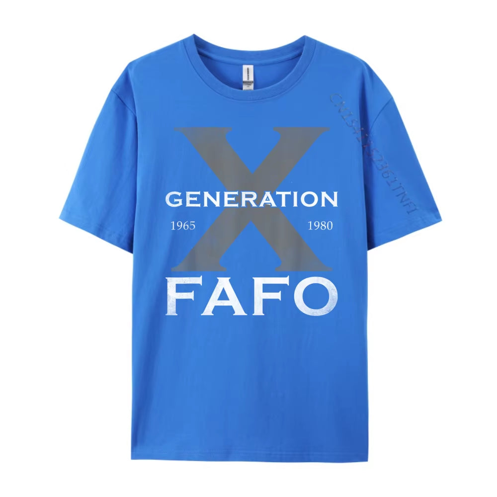 Generation X Funny FAFO 60S 70S Gen Xers Sarcastic Gen X Blue and White Graphic T Shirts High Quality Men'S T-Shirt