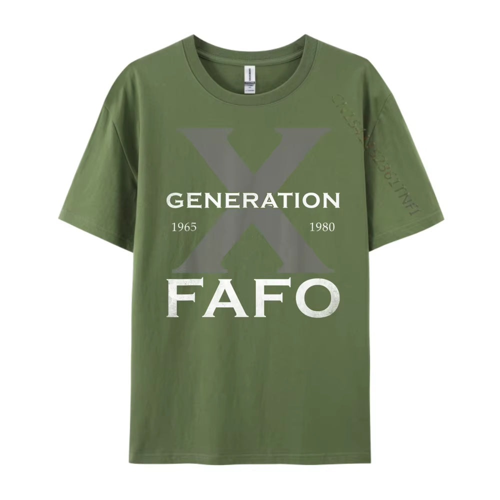 Generation X Funny FAFO 60S 70S Gen Xers Sarcastic Gen X Blue and White Graphic T Shirts High Quality Men'S T-Shirt