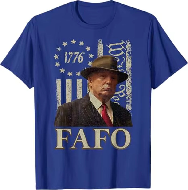 Trump Fafo T-Shirt , Men'S Fashion Funny 1776 American Flag Graphic Outfit Short Sleeve Blouses Novelty Gift 4Th of July Clothes