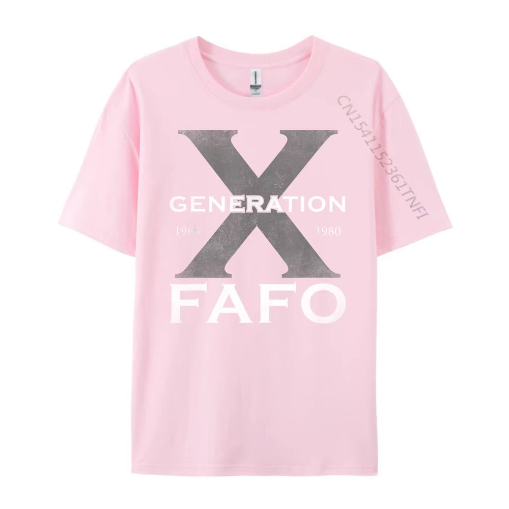 Generation X Funny FAFO 60S 70S Gen Xers Sarcastic Gen X Blue and White Graphic T Shirts High Quality Men'S T-Shirt