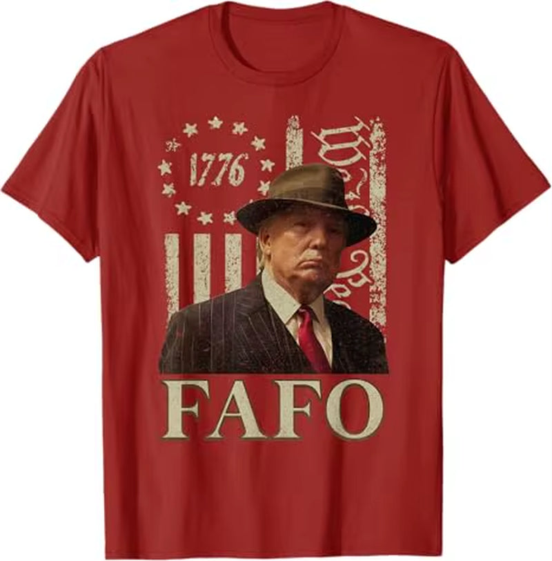 Trump Fafo T-Shirt , Men'S Fashion Funny 1776 American Flag Graphic Outfit Short Sleeve Blouses Novelty Gift 4Th of July Clothes