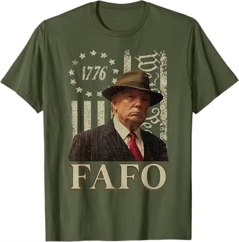 Trump Fafo T-Shirt , Men'S Fashion Funny 1776 American Flag Graphic Outfit Short Sleeve Blouses Novelty Gift 4Th of July Clothes