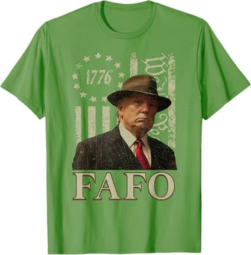 Trump Fafo T-Shirt , Men'S Fashion Funny 1776 American Flag Graphic Outfit Short Sleeve Blouses Novelty Gift 4Th of July Clothes