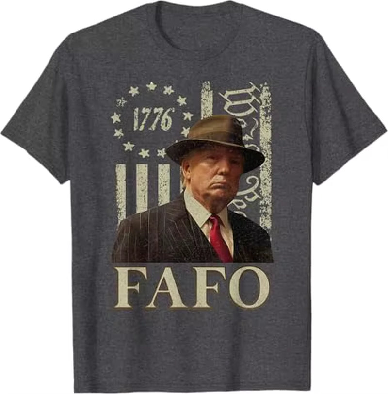 Trump Fafo T-Shirt , Men'S Fashion Funny 1776 American Flag Graphic Outfit Short Sleeve Blouses Novelty Gift 4Th of July Clothes